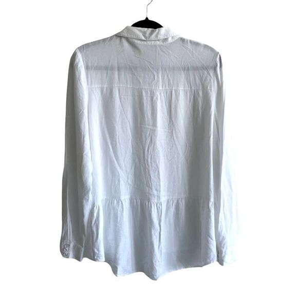 FRANCESCO CASOLA Italy Button Front Long Sleeve Shirt Blouse White XL - Picture 2 of 4